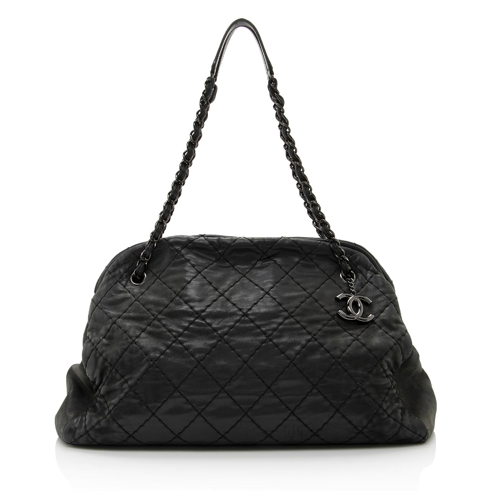 Chanel Distressed Calfskin Just Mademoiselle XL Bowler Handbag