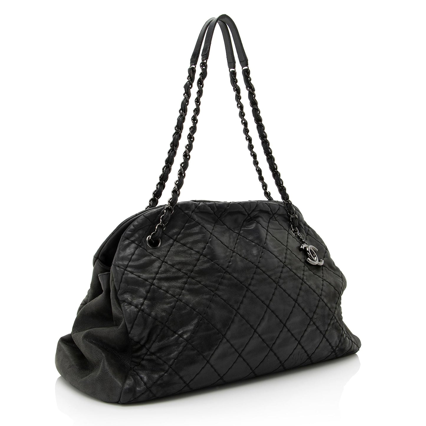 Chanel Distressed Calfskin Just Mademoiselle XL Bowler Handbag