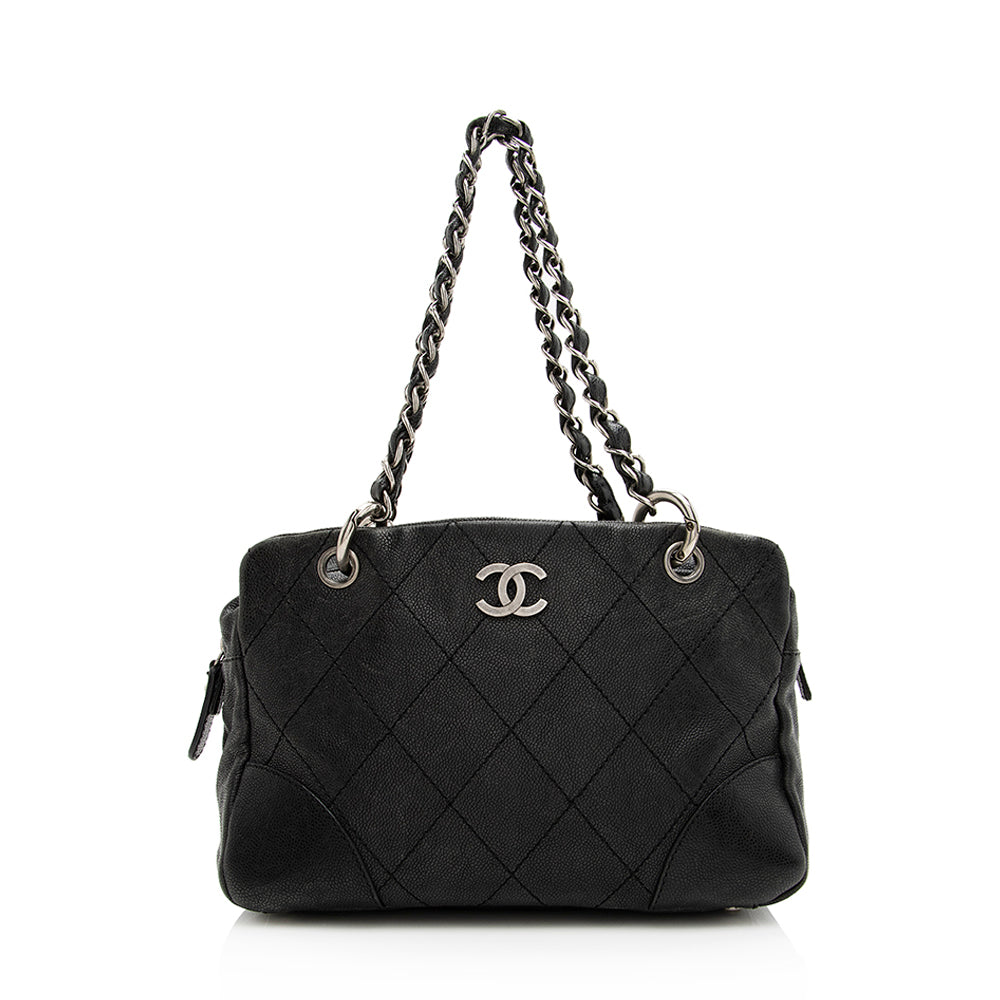 Chanel Distressed Caviar Outdoor Ligne Satchel SHF Leather Satchel Bag