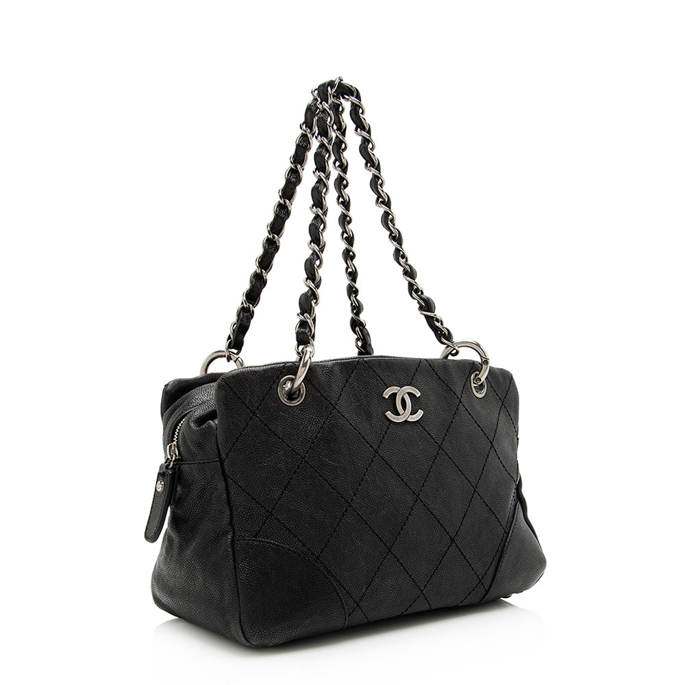 Chanel Distressed Caviar Outdoor Ligne Satchel SHF Leather Satchel Bag