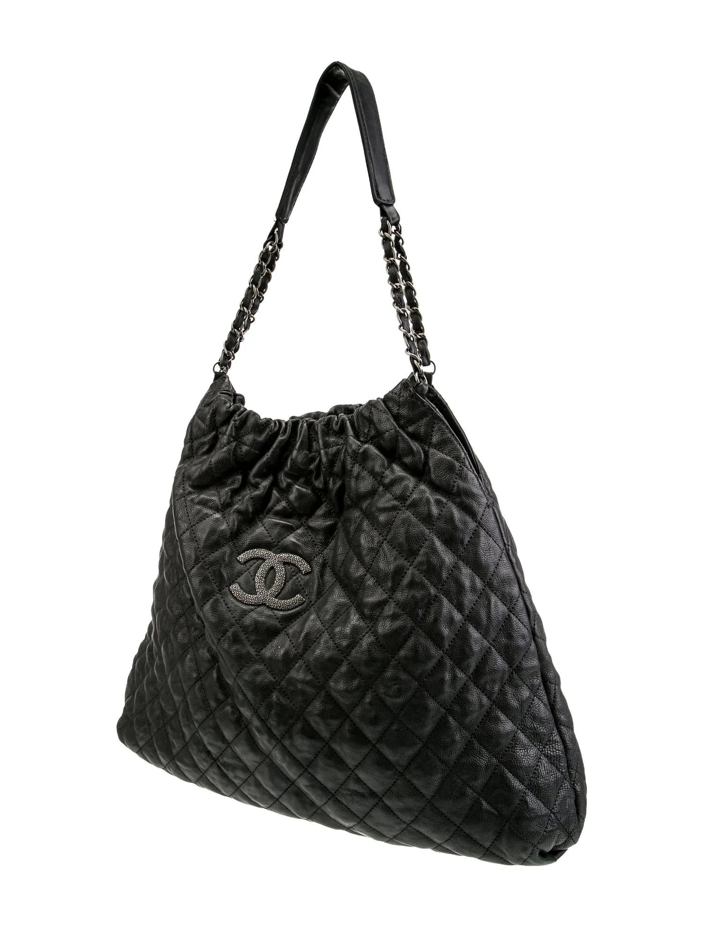 Chanel GLAZED CAVIAR QUILTED ELASTIC Leather Shoulder Bag