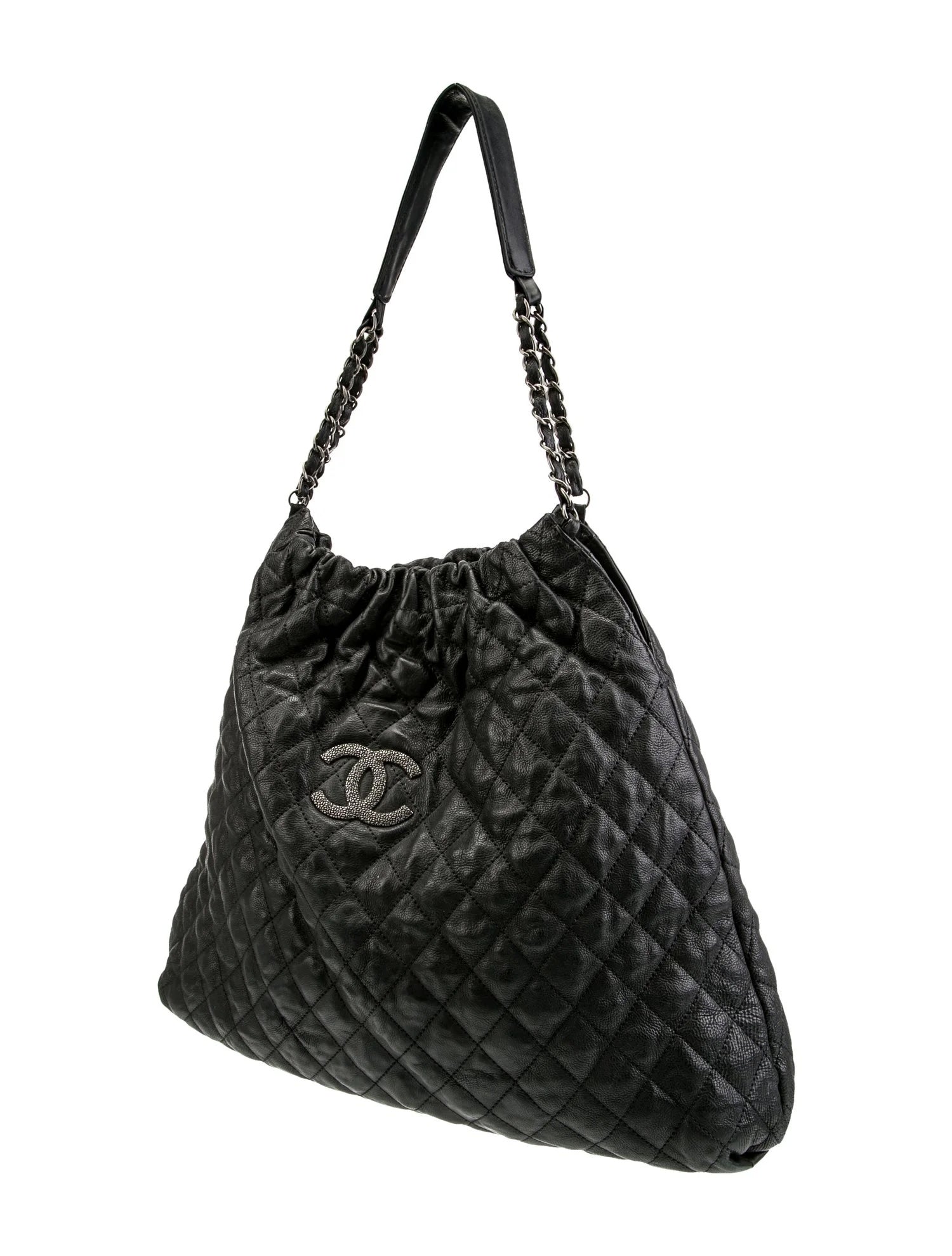 Chanel GLAZED CAVIAR QUILTED ELASTIC Leather Shoulder Bag
