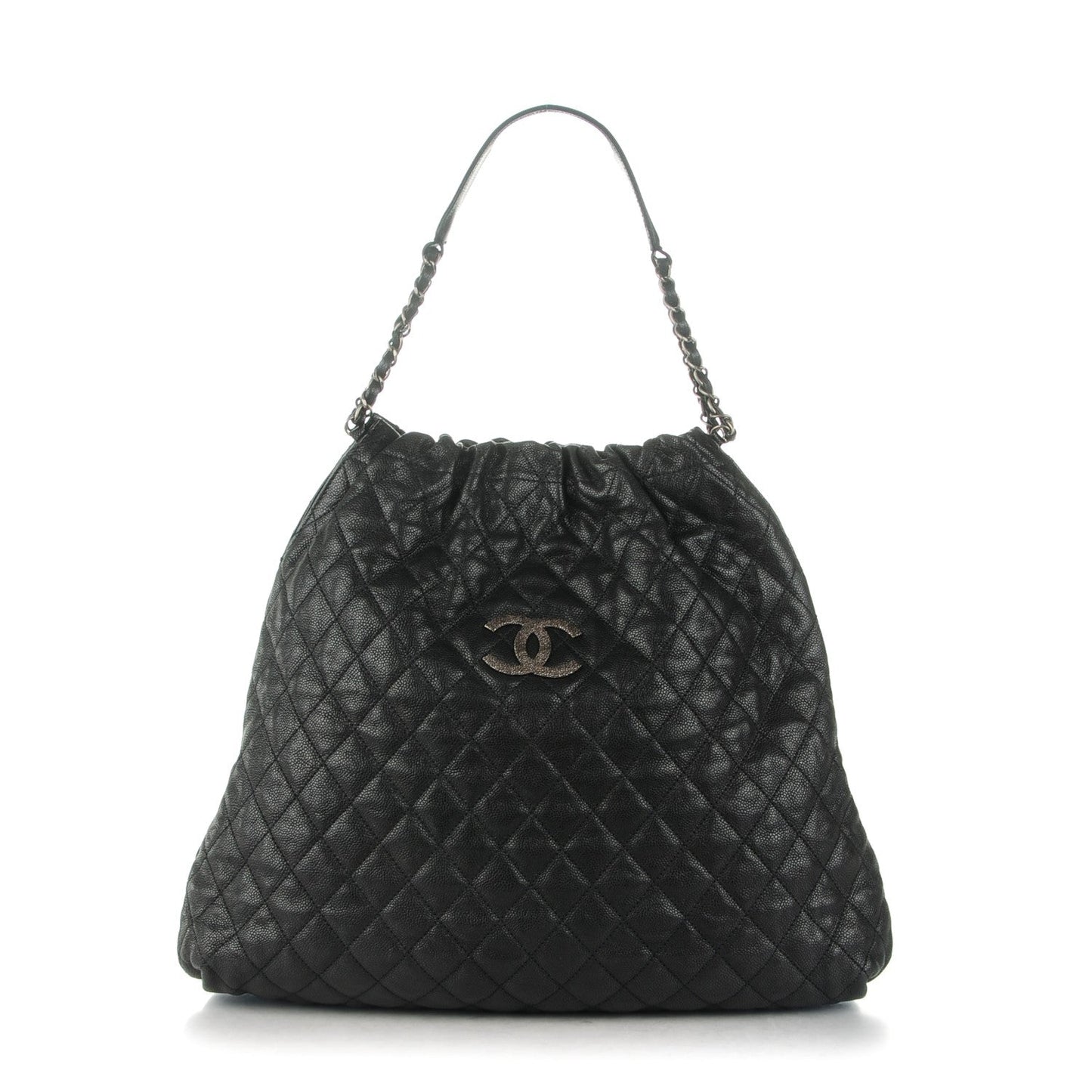 Chanel GLAZED CAVIAR QUILTED ELASTIC Leather Shoulder Bag