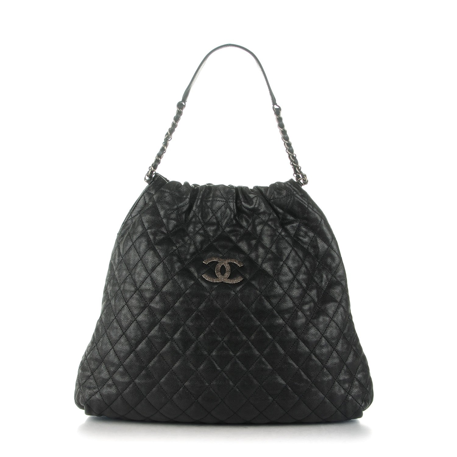 Chanel GLAZED CAVIAR QUILTED ELASTIC Leather Shoulder Bag