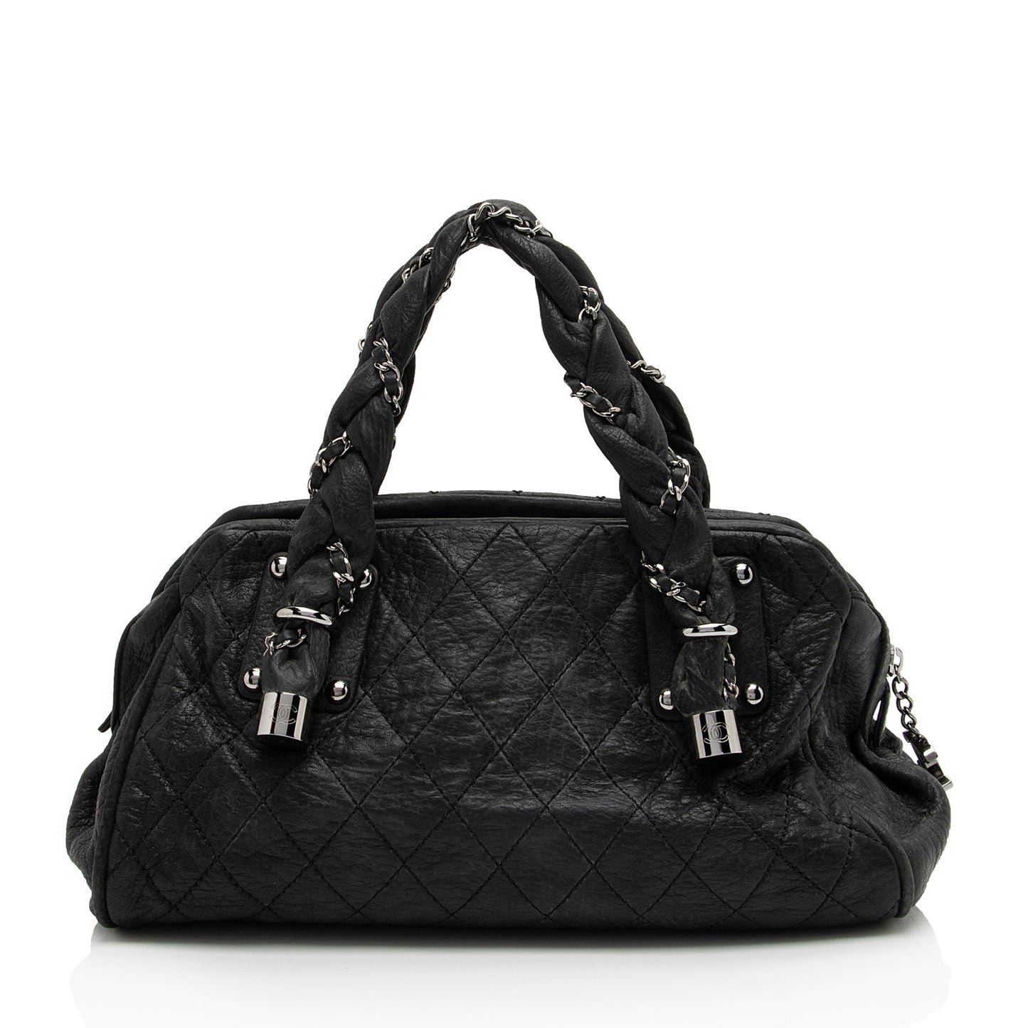 Chanel Distressed Lambskin Lady Braid Bowler Satchel Bag