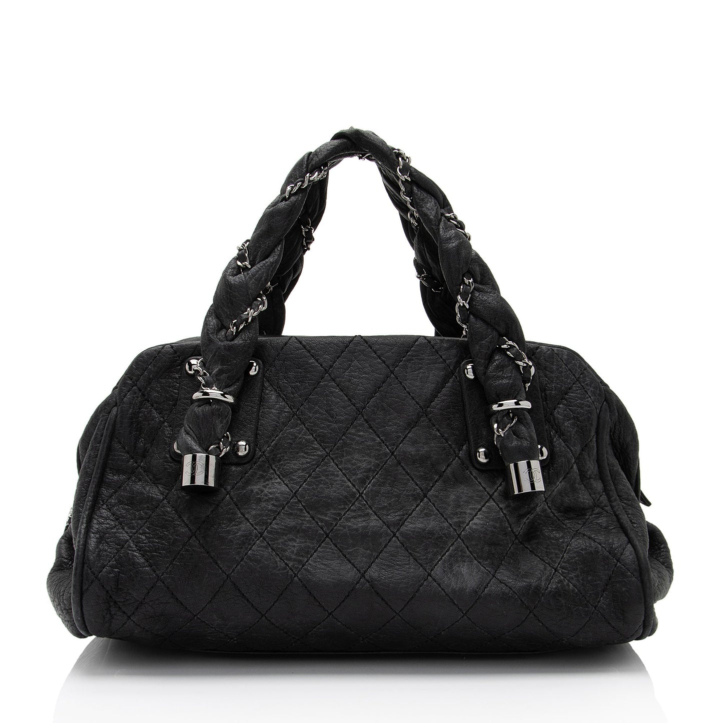 Chanel Distressed Lambskin Lady Braid Bowler Satchel Bag