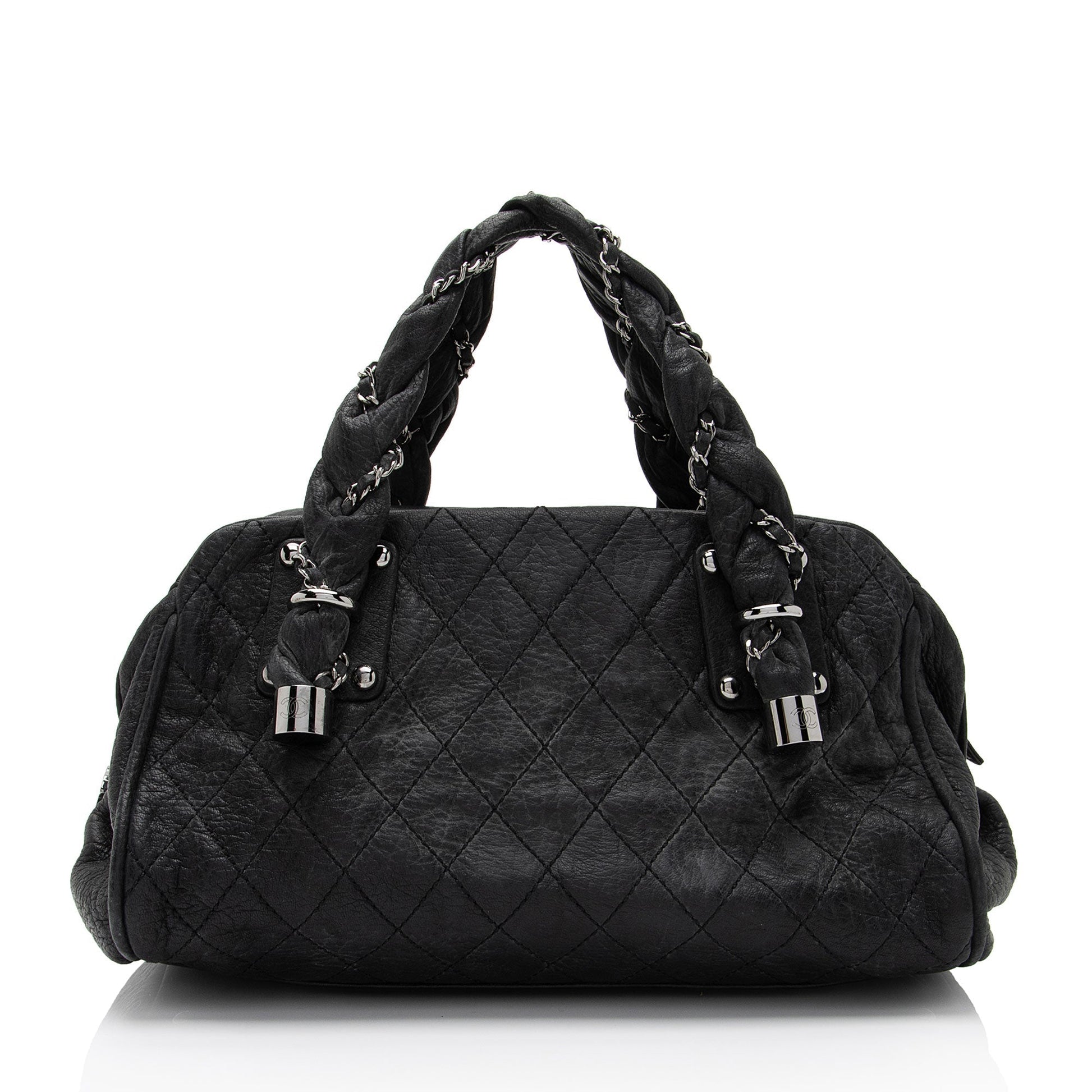 Chanel Distressed Lambskin Lady Braid Bowler Satchel Bag