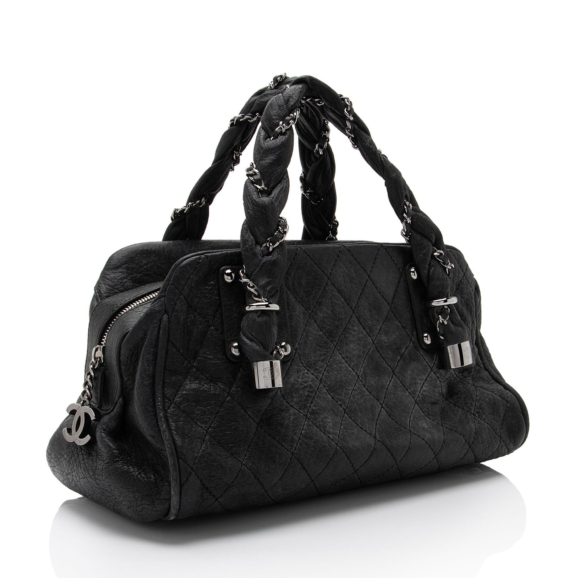 Chanel Distressed Lambskin Lady Braid Bowler Satchel (SHF-4rWbPz)
