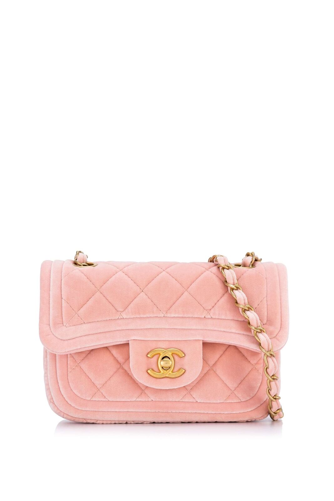 Chanel QUILTED VELVET DOUBLE FRAME FLAP Shoulder Bag