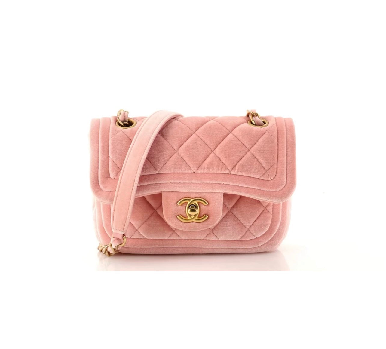 Chanel QUILTED VELVET DOUBLE FRAME FLAP Shoulder Bag