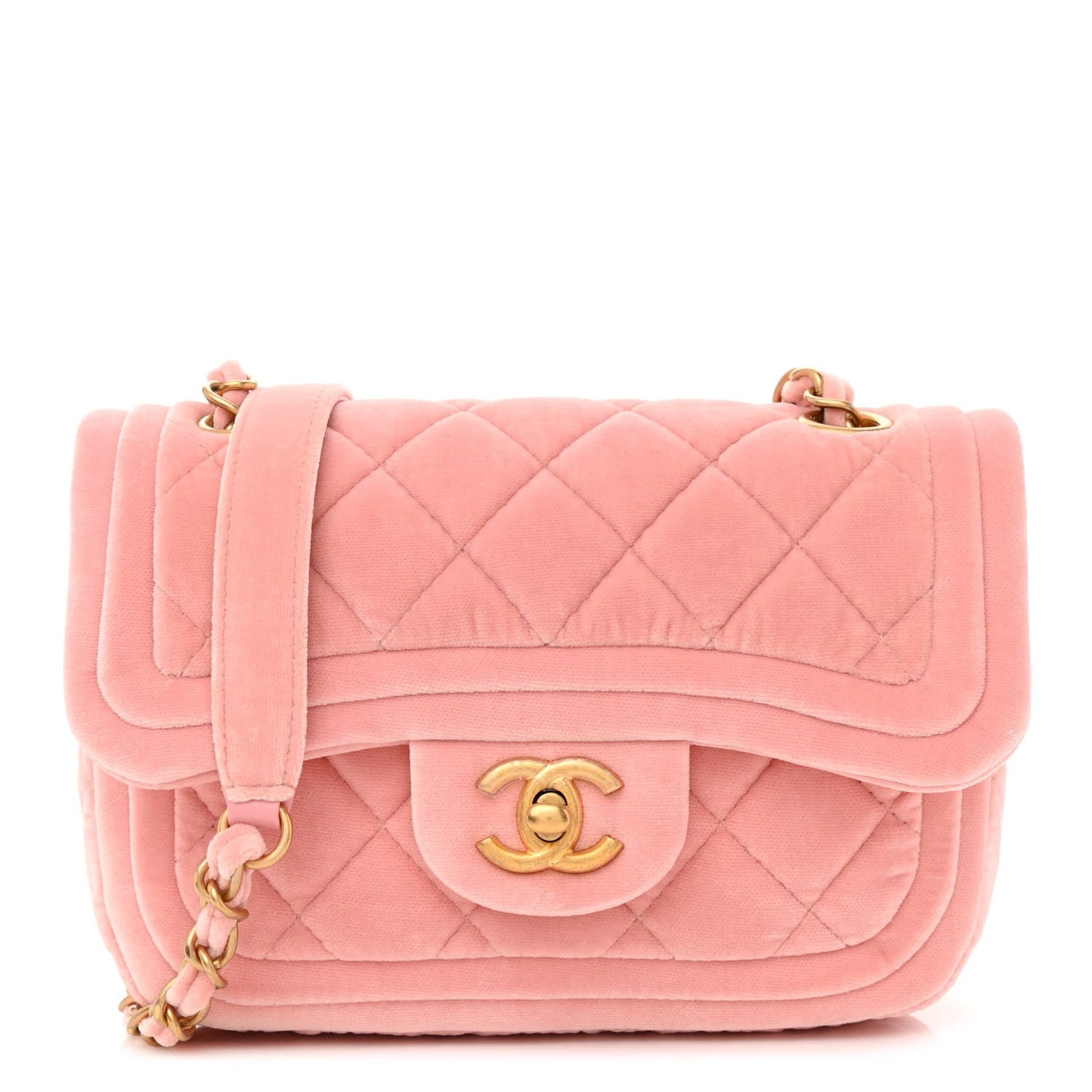 Chanel QUILTED VELVET DOUBLE FRAME FLAP Shoulder Bag