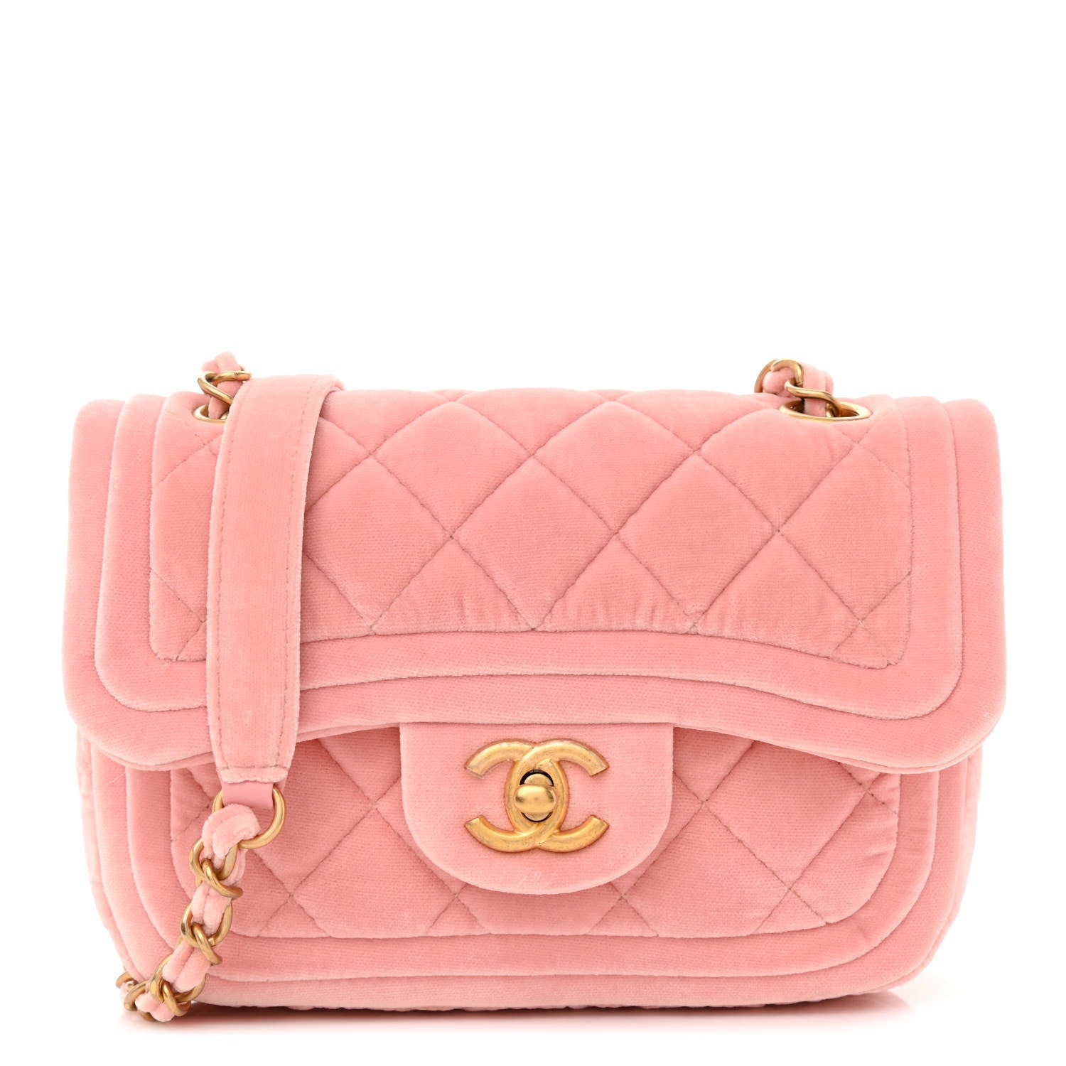 Chanel QUILTED VELVET DOUBLE FRAME FLAP Shoulder Bag