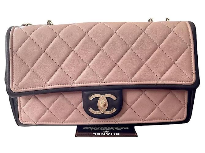 Chanel QUILTED DUO TONE FLAP Leather Shoulder Bag