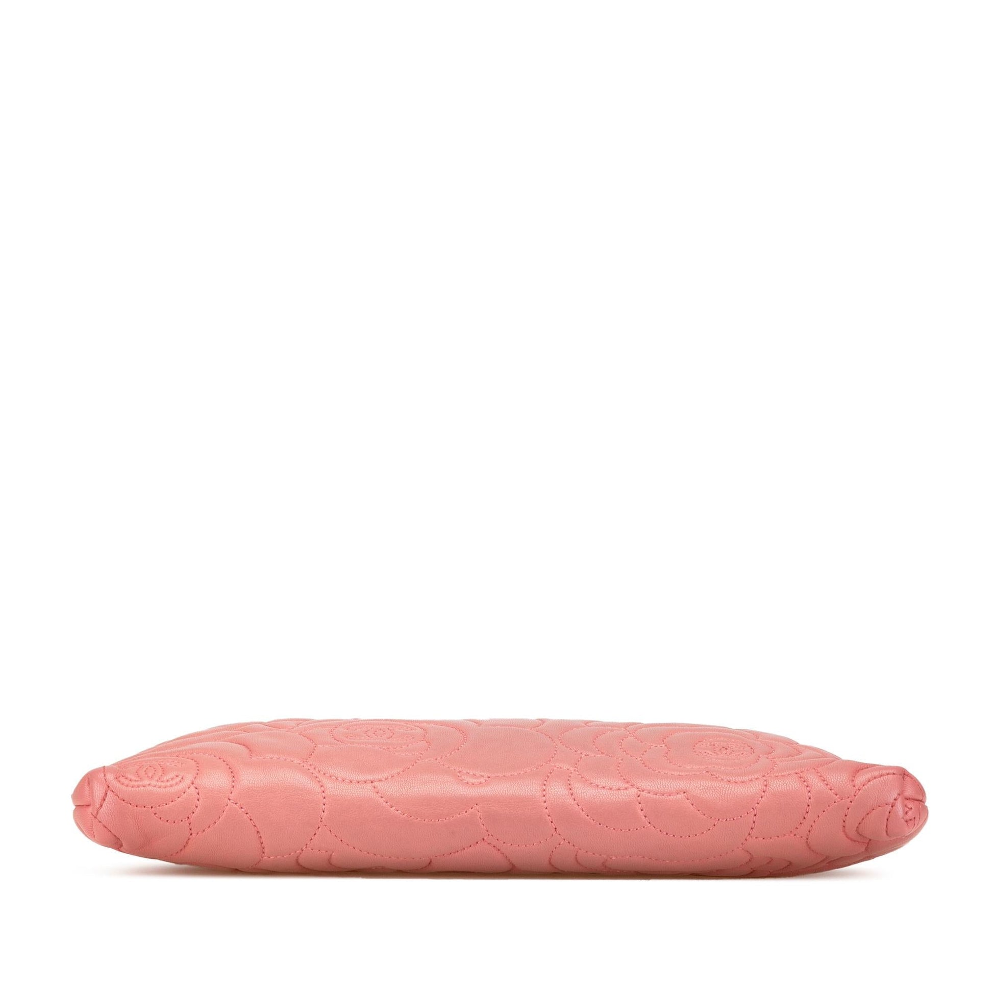 Chanel Embossed Lambskin Camellia Pochette Clutch Bag