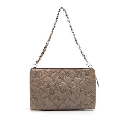 Chanel Embossed Lambskin Lucky Symbols Pochette Clutch Bag