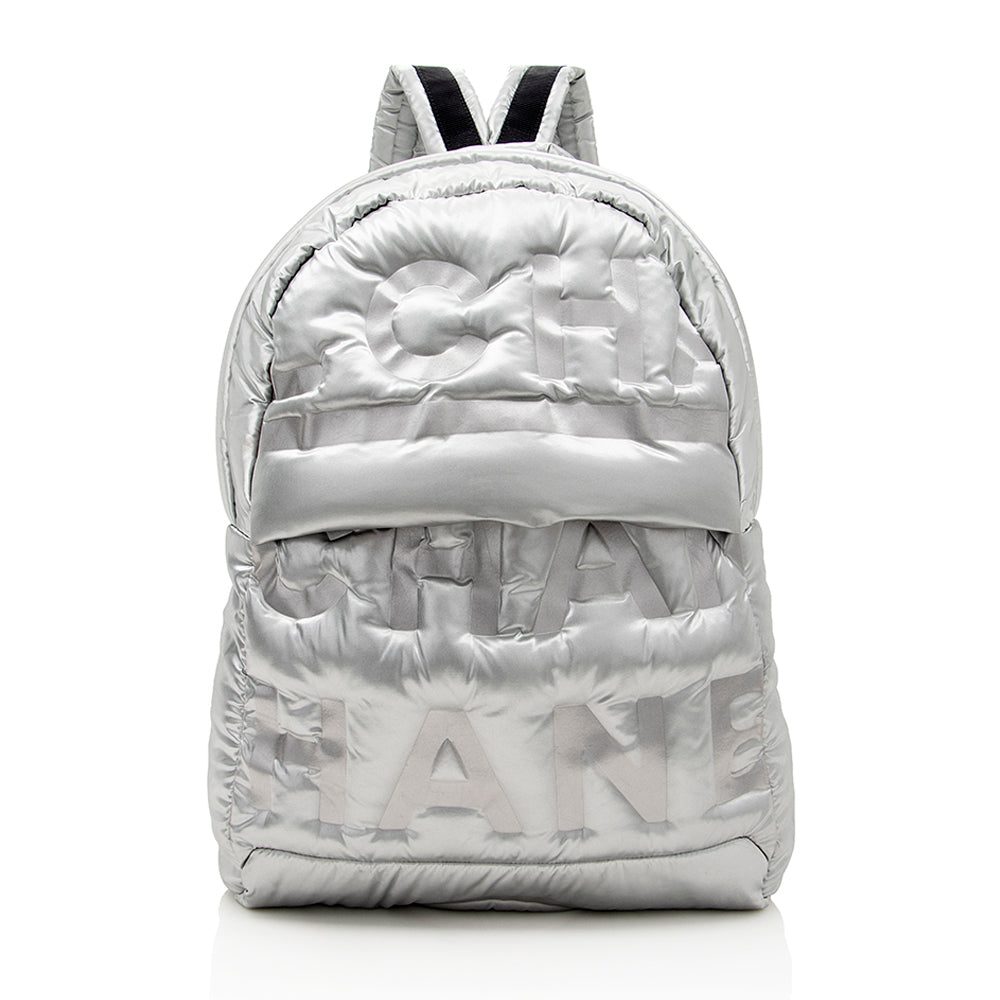 Chanel Embossed Nylon Logo Doudoune Backpack SHF