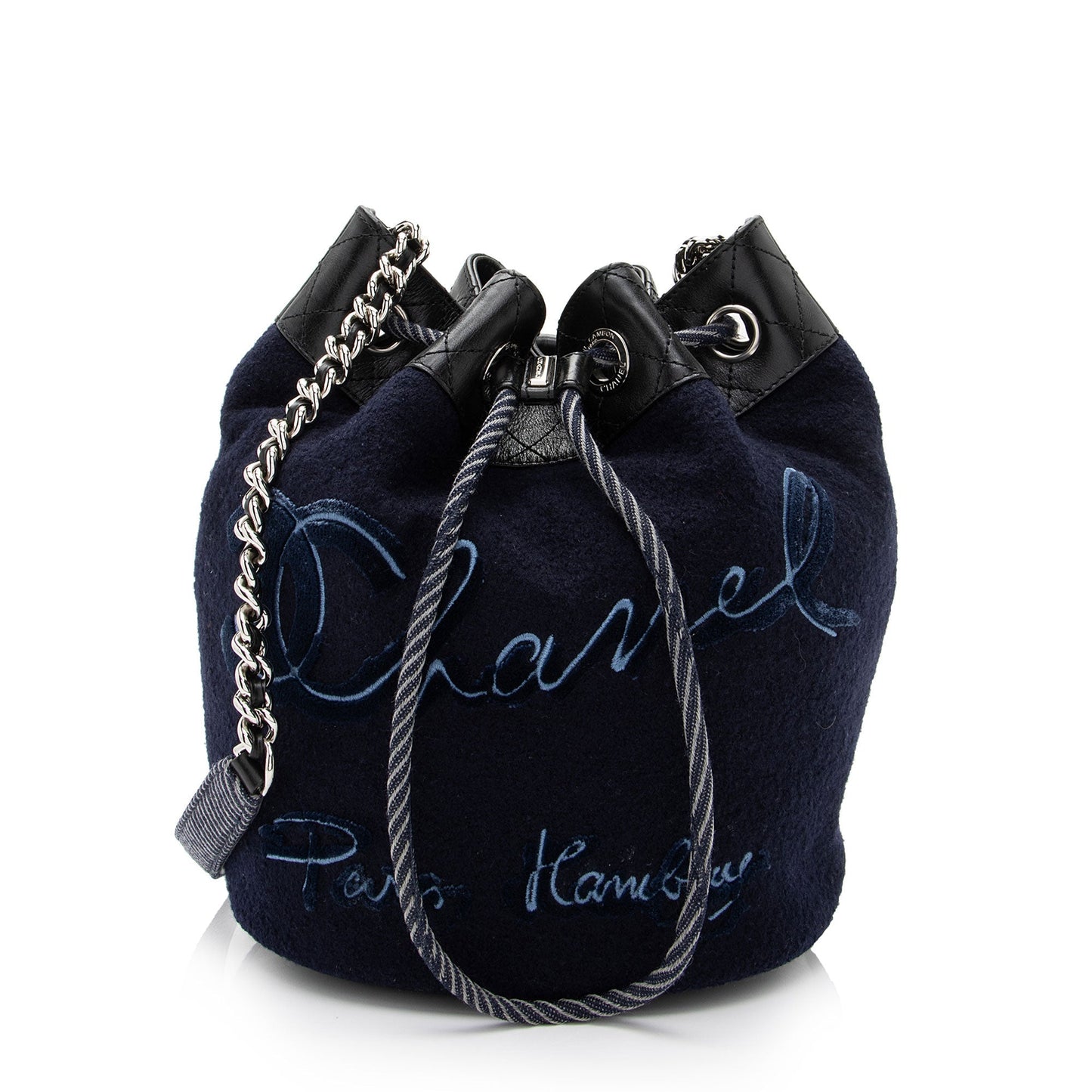 Chanel Embroidered Wool Paris-Hamburg Drawstring Bucket SHF-NGxLpf Jewelry