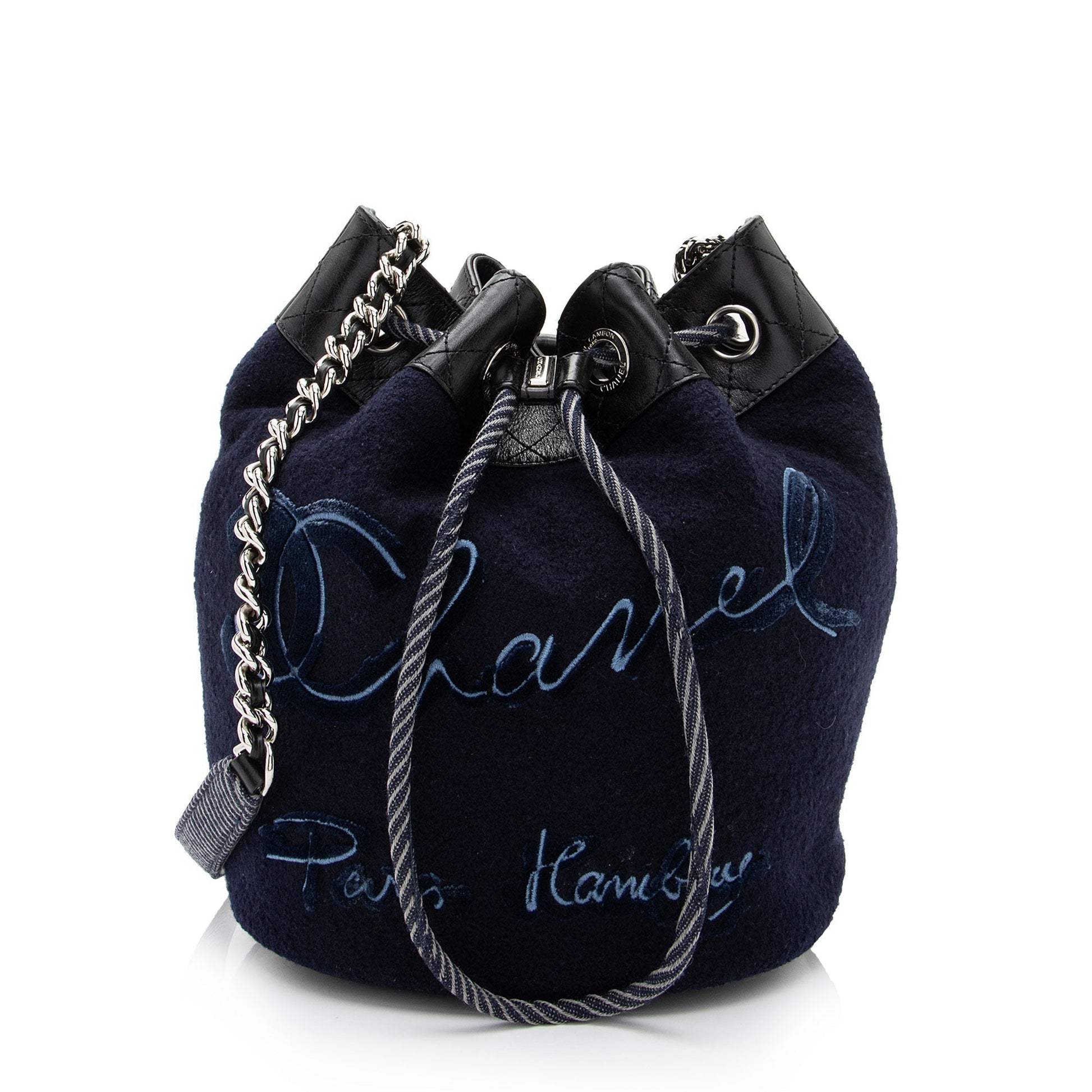 Chanel Embroidered Wool Paris-Hamburg Drawstring Bucket SHF-NGxLpf Jewelry