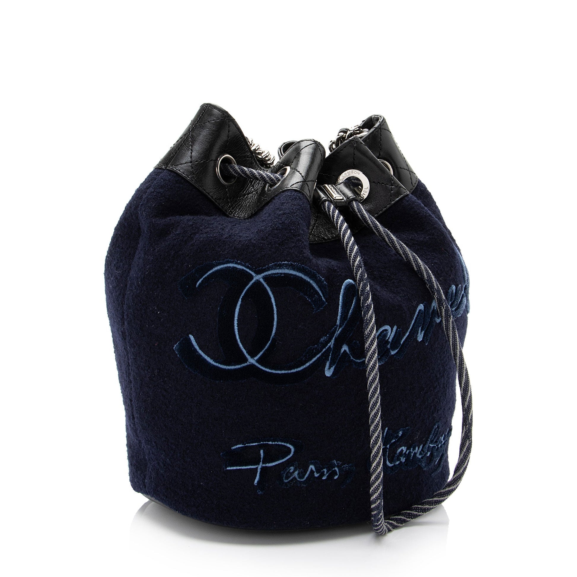 Chanel Embroidered Wool Paris-Hamburg Drawstring Bucket SHF-NGxLpf Jewelry