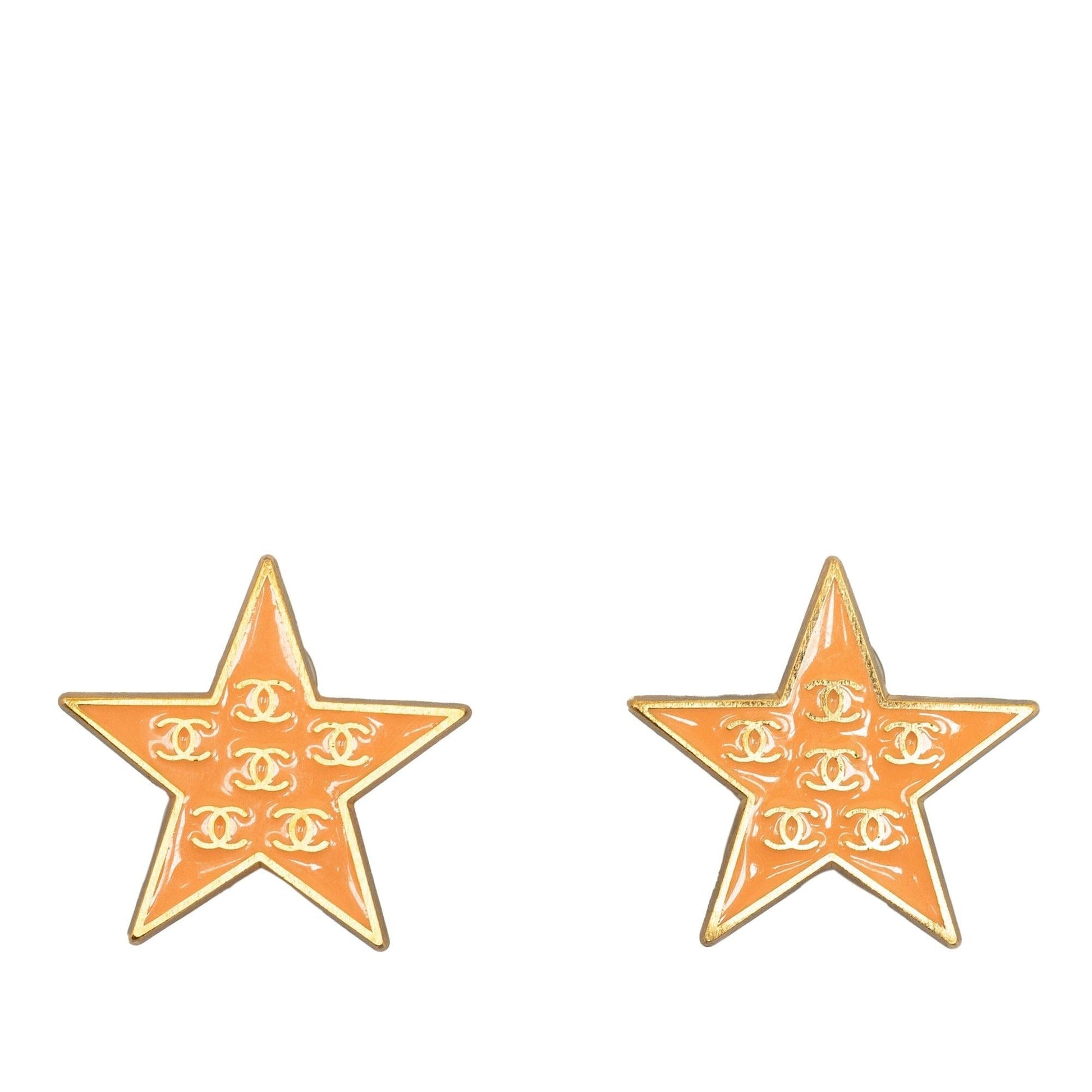 Chanel Enamel Cc Star Clip-On Earrings (Shg-Sn3Z2V)