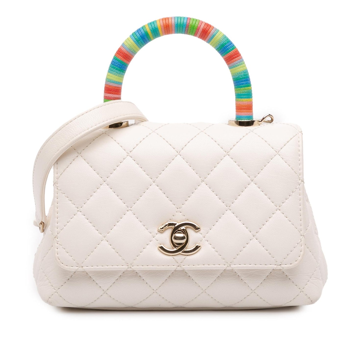 Chanel Extra Quilted Goatskin Rainbow Top Handle Mini Bag