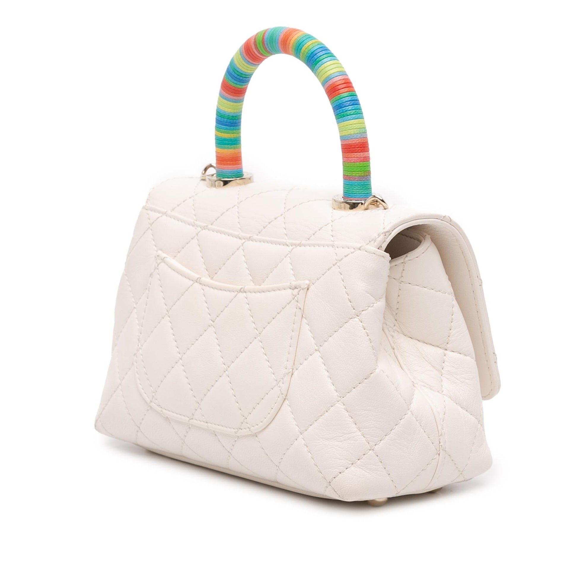 Chanel Extra Quilted Goatskin Rainbow Top Handle Mini Bag
