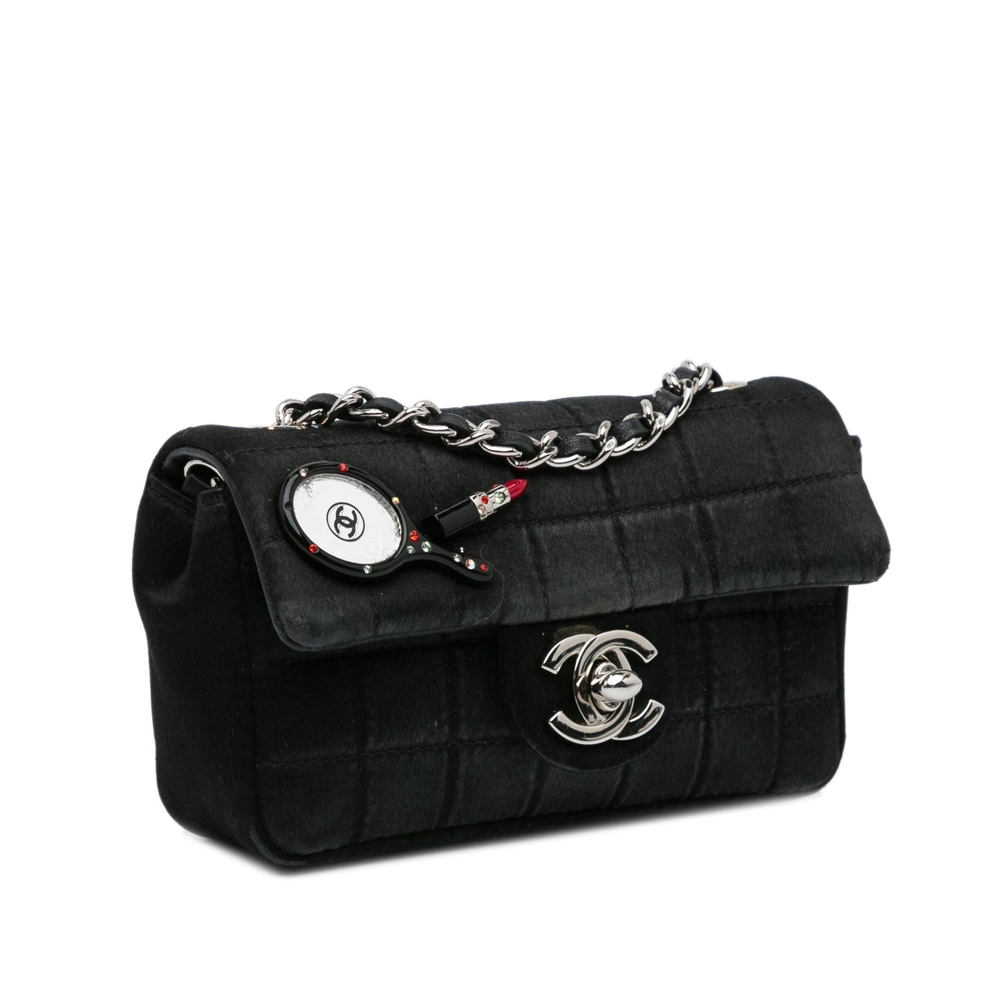 Chanel Extra Satin Choco Bar Charms Flap Key Chain Flap Bag