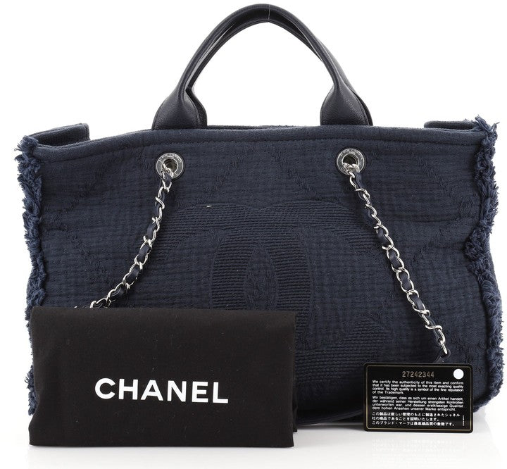 Chanel Double Face Deauville Fringe Quilted Canvas Jewelry Large Tote