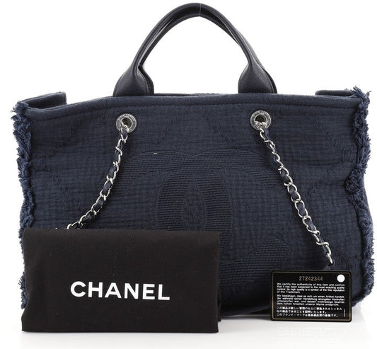 Chanel Double Face Deauville Fringe Quilted Canvas Jewelry Large Tote
