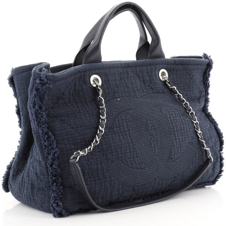 Chanel Double Face Deauville Fringe Quilted Canvas Jewelry Large Tote