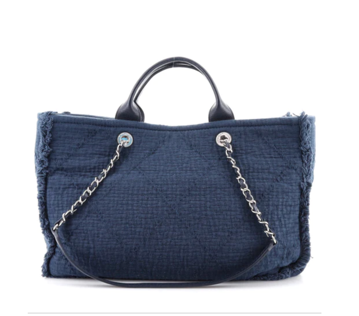 Chanel Double Face Deauville Fringe Quilted Canvas Jewelry Large Tote