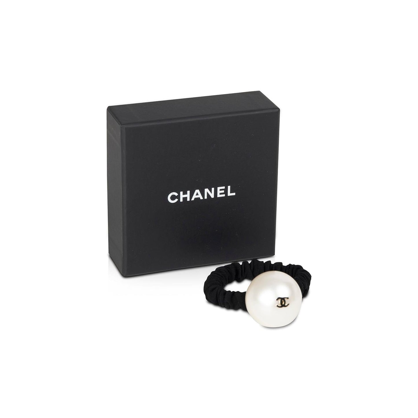 Chanel Faux Pearl CC Hair Scrunchie Travel Bag