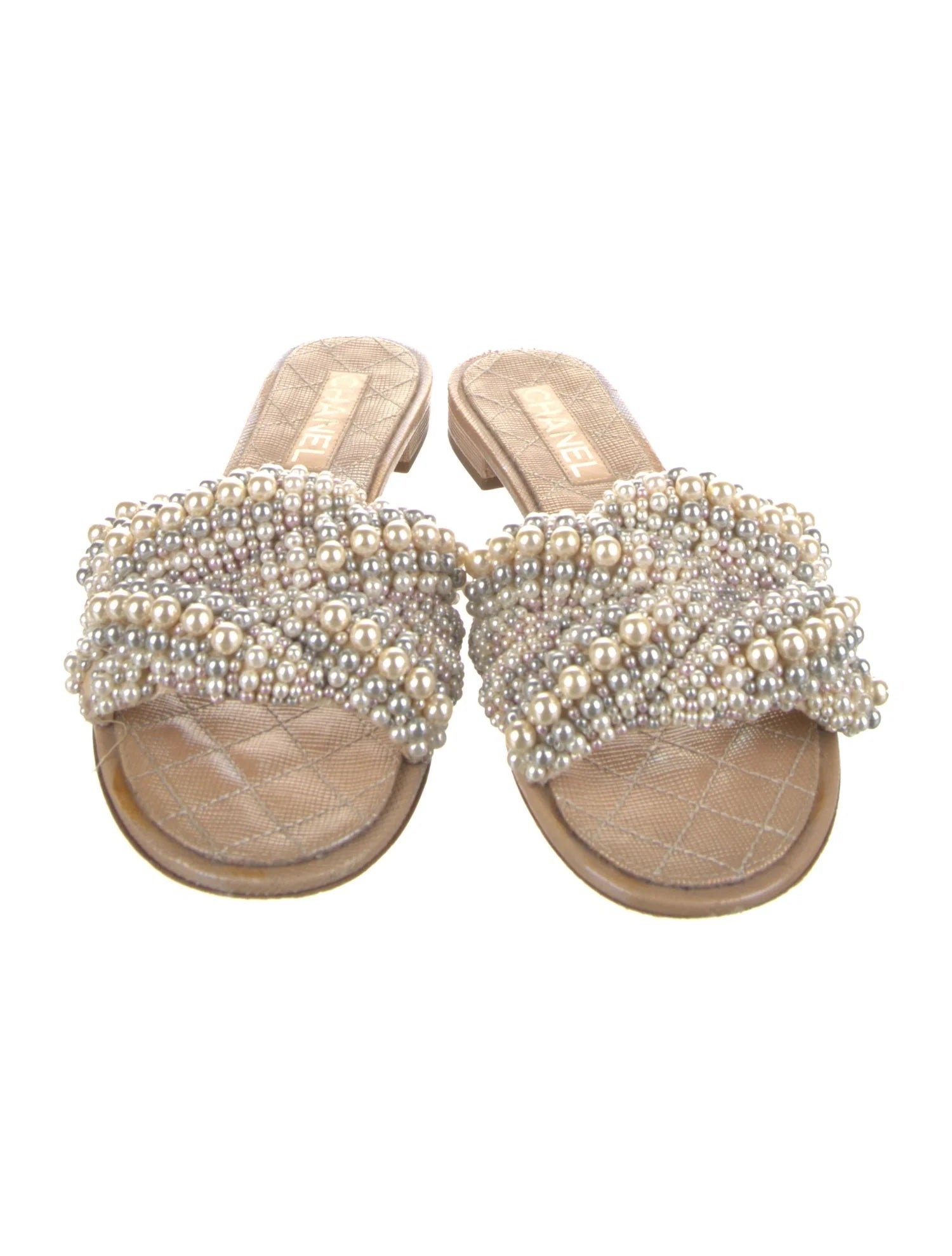 Chanel Faux Pearl Flat Mules for Women
