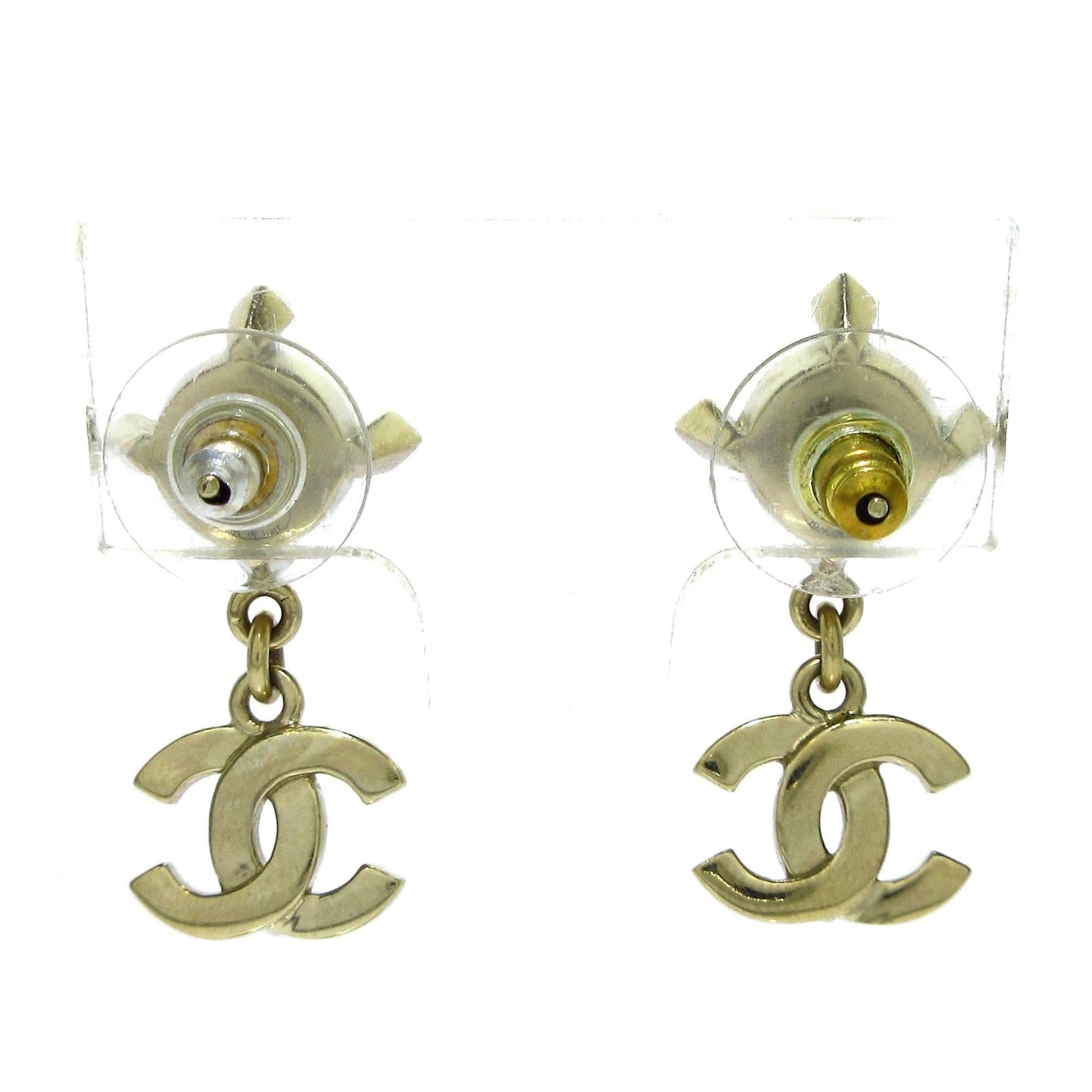 Chanel Faux Pearl & Strass Cc Logo Push Back Drop Earrings (Shg-Vnivoz)