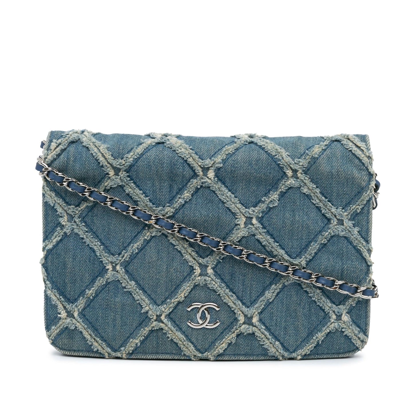 Chanel Frayed Denim On Wallet Case