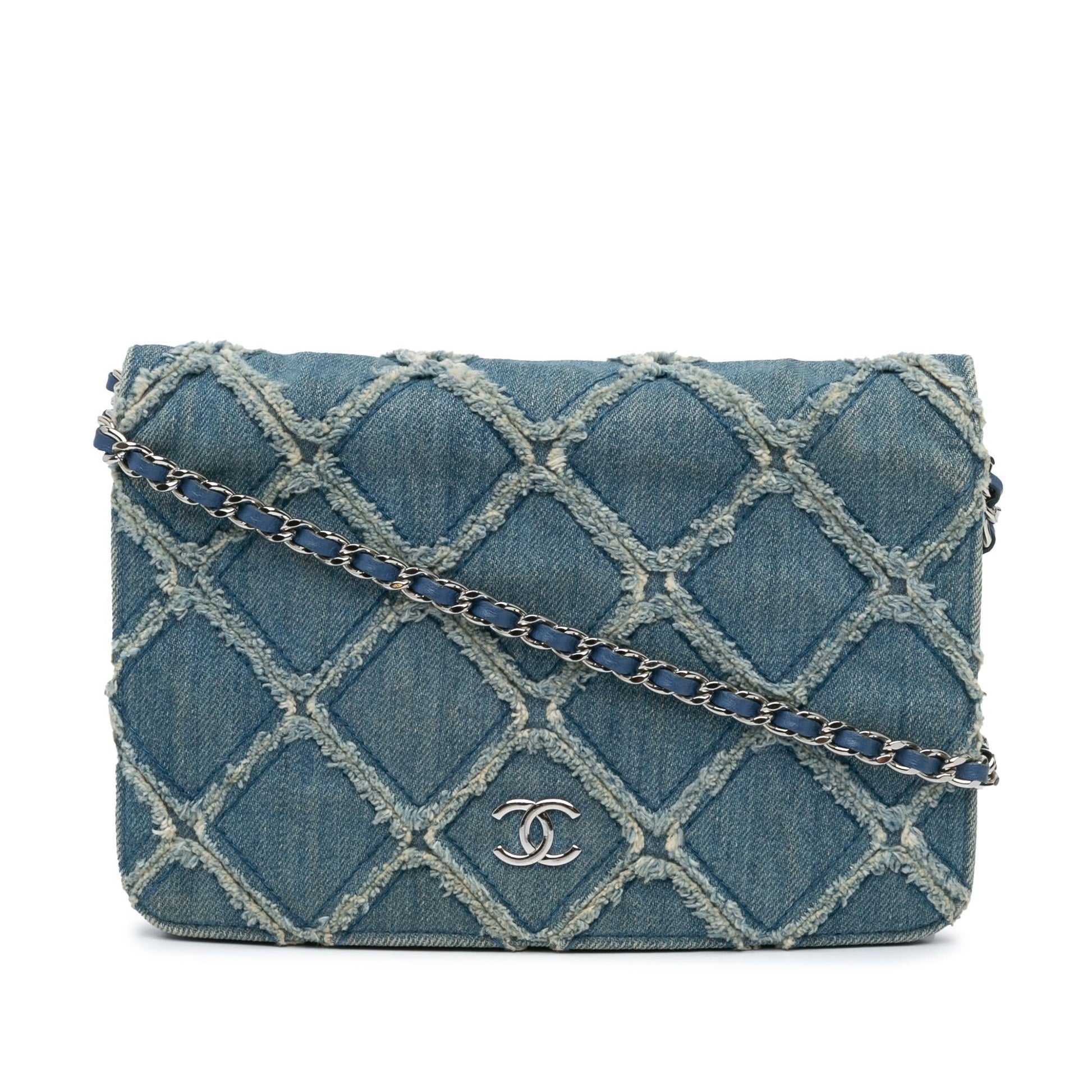 Chanel Frayed Denim On Wallet Case