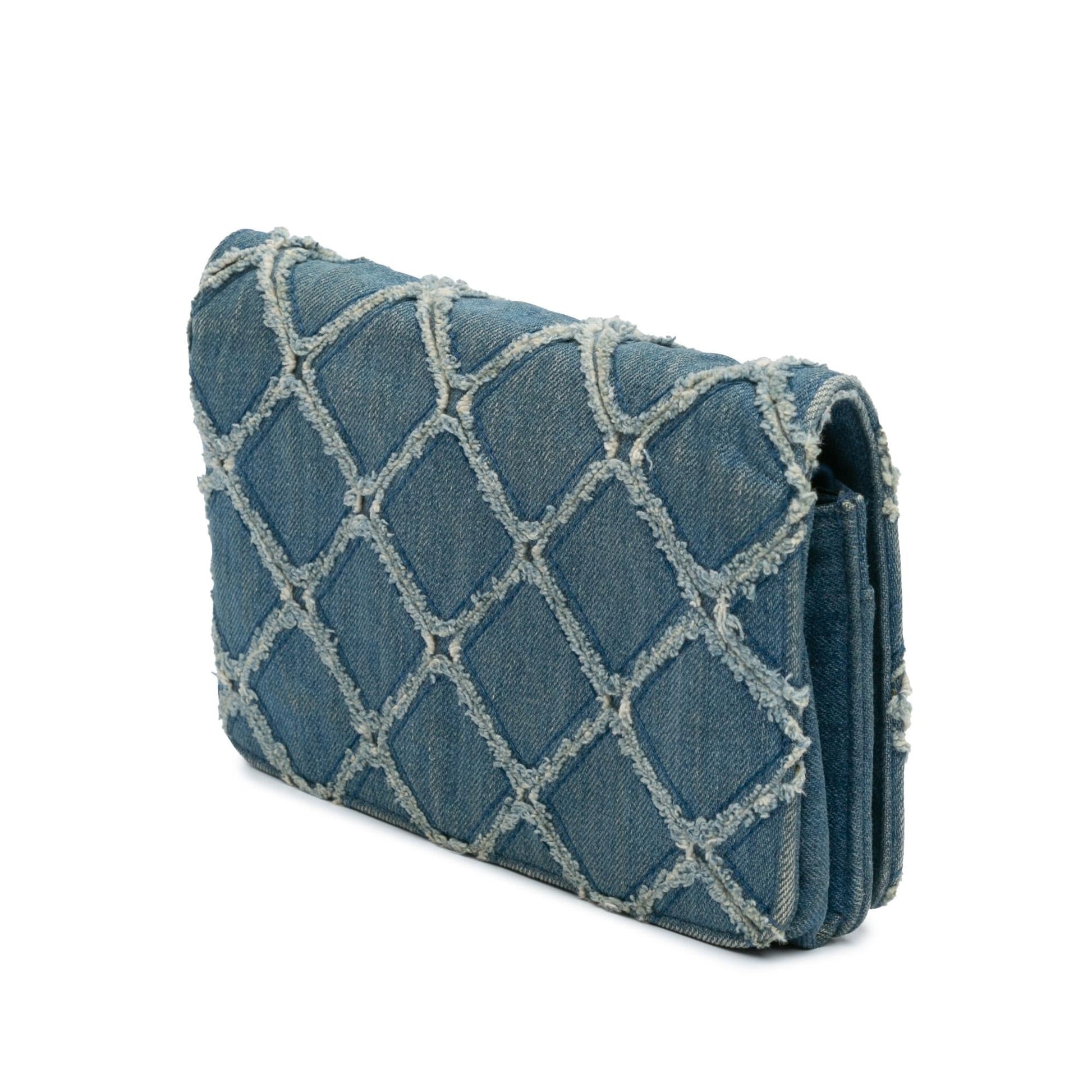 Chanel Frayed Denim On Wallet Case