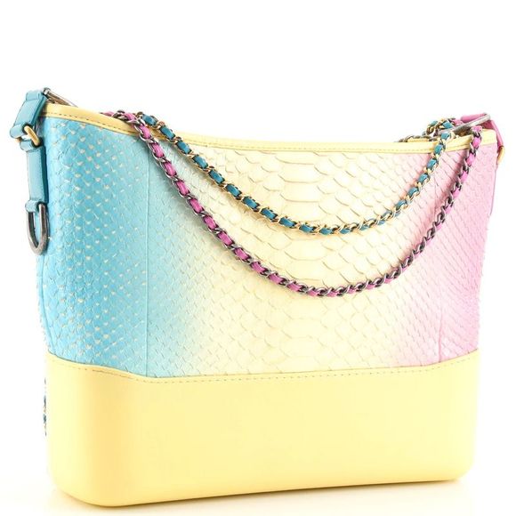 Chanel CC PYTHON HOBO YELLOW Multicolor Shoulder Bag