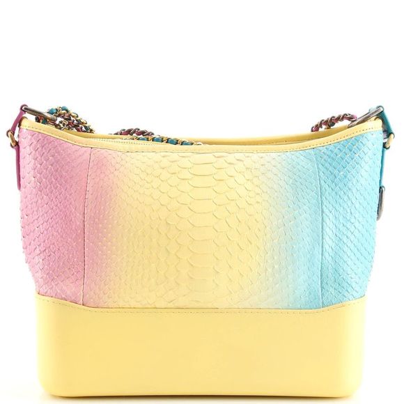Chanel CC PYTHON HOBO YELLOW Multicolor Shoulder Bag