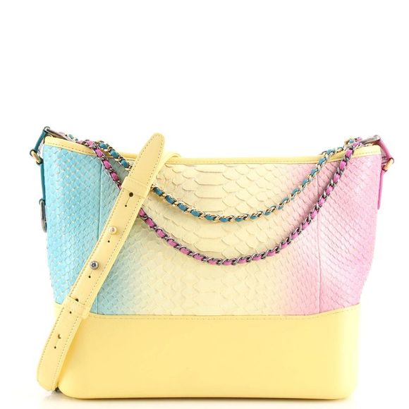 Chanel CC PYTHON HOBO YELLOW Multicolor Shoulder Bag