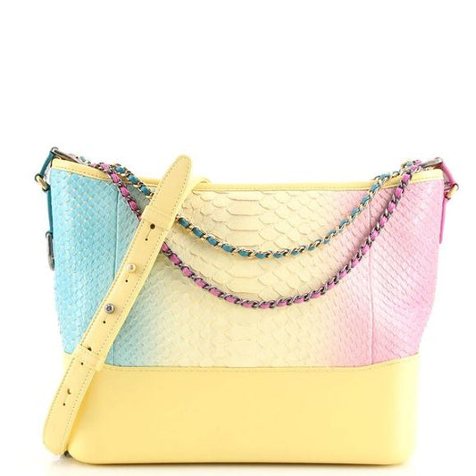 Chanel CC PYTHON HOBO YELLOW Multicolor Shoulder Bag