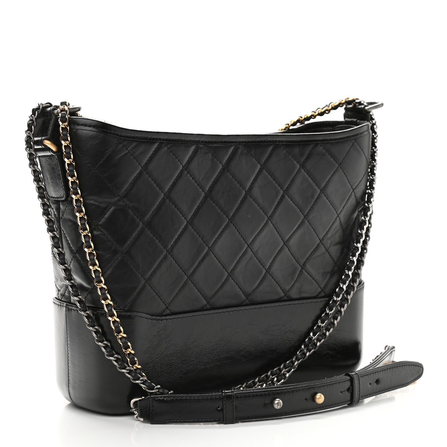 Chanel Aged Calfskin Quilted Gabrielle Hobo Black Shoulder Bag