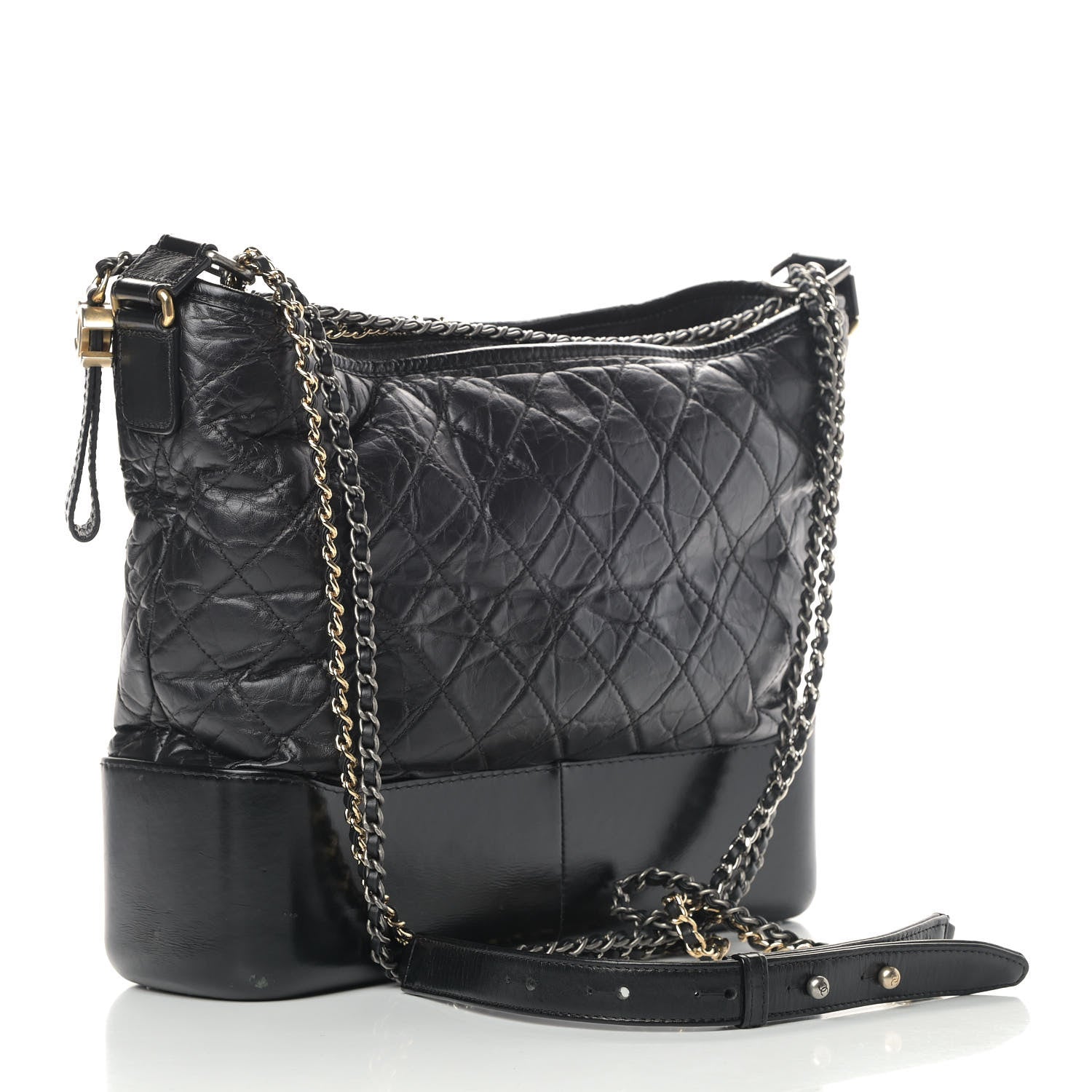 Chanel Aged Calfskin Quilted Gabrielle Hobo Black Shoulder Bag