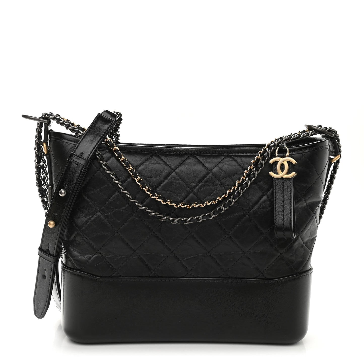 Chanel Aged Calfskin Quilted Gabrielle Hobo Black Shoulder Bag
