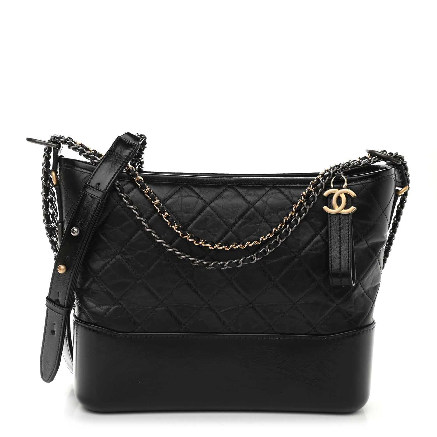 Chanel Aged Calfskin Quilted Gabrielle Hobo Black Shoulder Bag