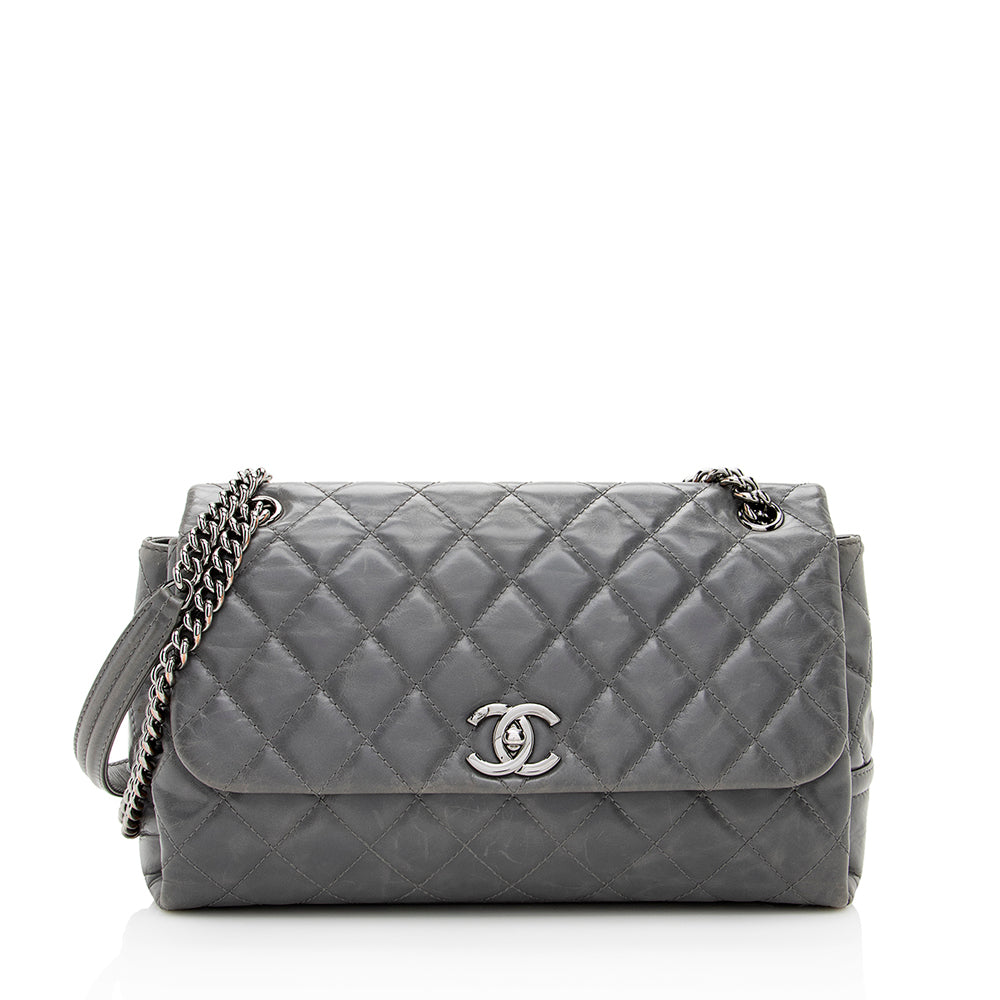 Chanel Glazed Calfskin Accordion Flap SHF Shoulder Bag