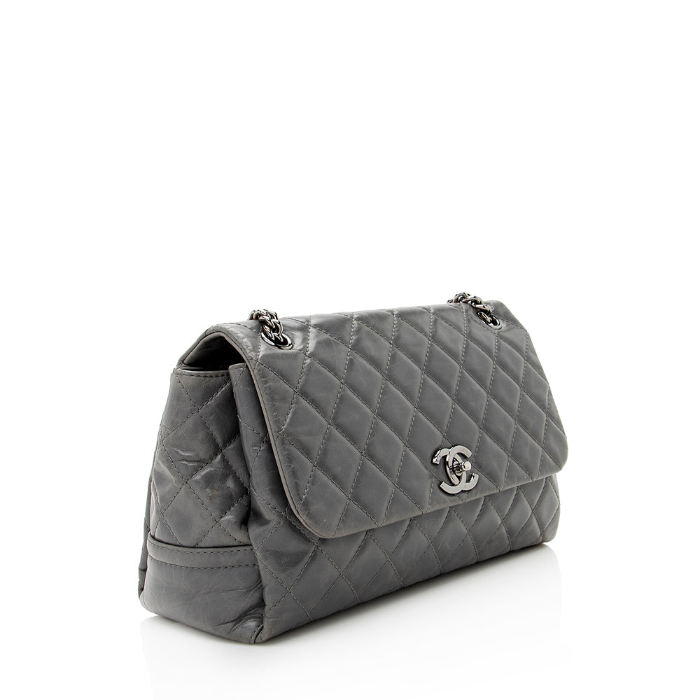 Chanel Glazed Calfskin Accordion Flap SHF Shoulder Bag