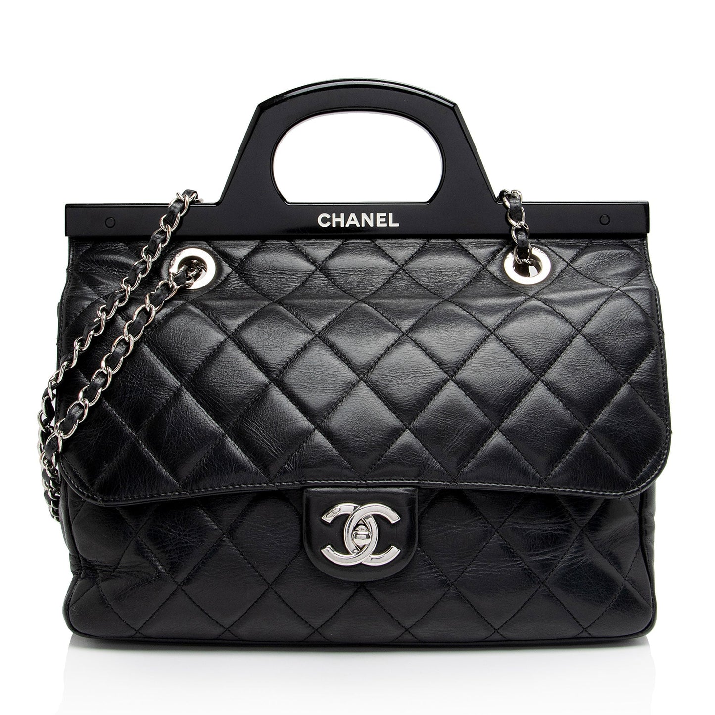 Chanel Glazed Calfskin CC Delivery Shopping SHF-AR0t7R Small Tote Bag