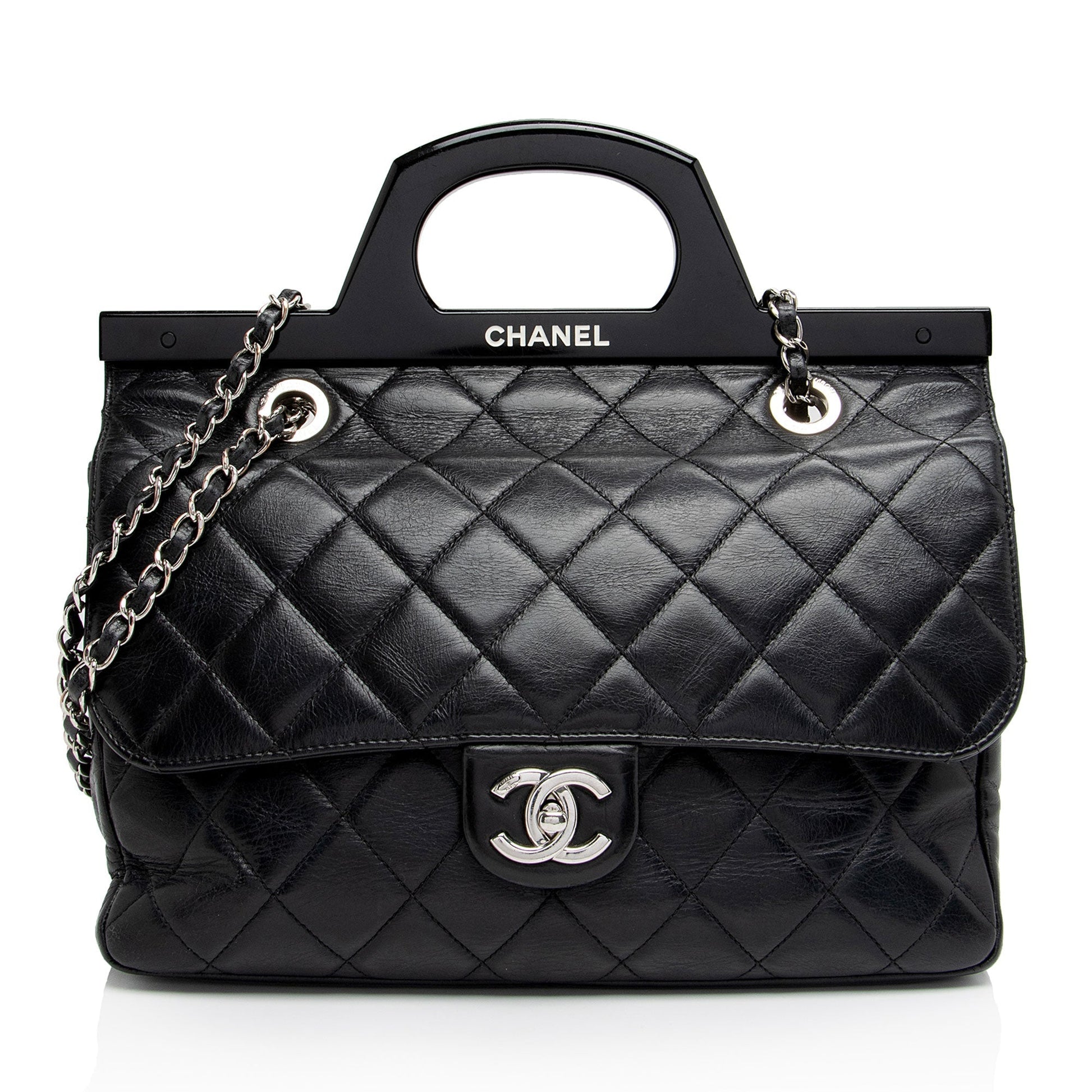 Chanel Glazed Calfskin CC Delivery Shopping SHF-AR0t7R Small Tote Bag