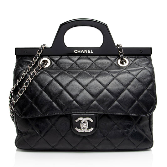 Chanel Glazed Calfskin CC Delivery Shopping SHF-AR0t7R Small Tote Bag